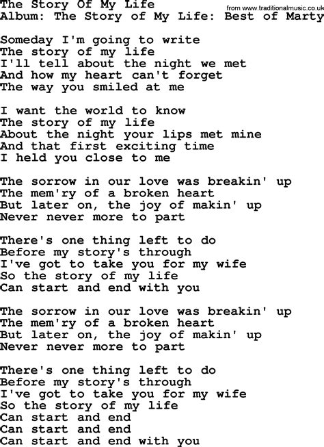 song the story of my life|story of my life letra.